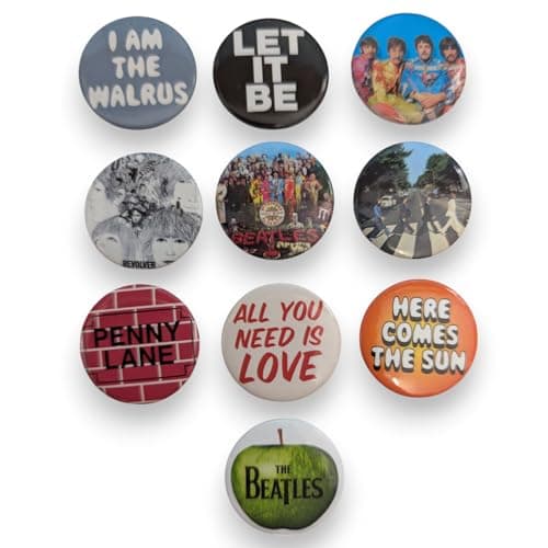 Image of Officially Licensed Set of 10 The Beatles Pin Badges