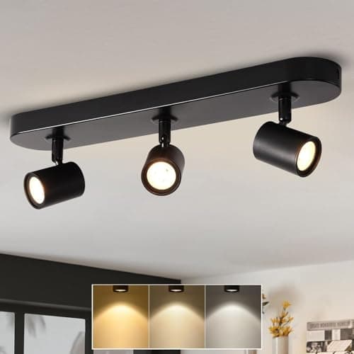 Image of ANWIO Spotlights Ceiling Lights,3 Black Kitchen Spot Lights for Ceiling,Bar Spotlight Ceilings,Ceiling Spotlights for Kitchen,Bedroom Lights Ceiling,Including Bulbs(EUCS-LG11A-480C)