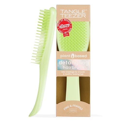 Image of Tangle Teezer Plant Based Ultimate Detangler - Detangling Brush for Coloured, Fine & Thin Hair - Two-Tiered Soft Flex Teeth Reduce Breakage & Pulling - Gentle on Delicate Hair - Cool Matcha