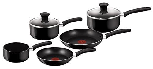 Image of Tefal Delight 5 Piece Non Stick, All hobs Compatible excluding Induction, Black B470S544