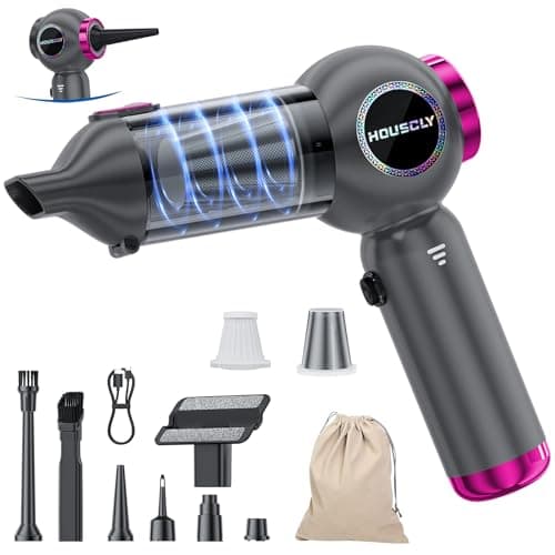 Image of houscly Handheld Car Vacuum Portable Cordless 25000Pa High Power Small Mini Hand Vacuum Rechargeable 4-in-1 Wireless Handheld Vac for Car Office Desktop Home Cleaning Ideal Gifts for Men & Women