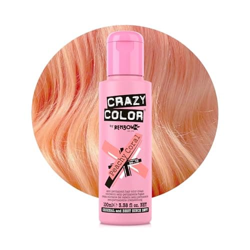 Image of Crazy Color Vibrant Peachy Coral Semi-Permanent Hair Dye. Highly Pigmented Pinky Peach Conditioning & Oil Nourishing Vegan Formula | No Bleach or Ammonia | 100ml