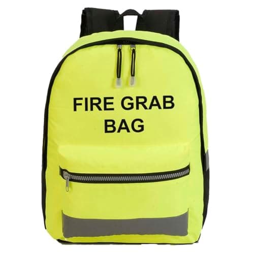 Image of Printed Hi Viz High Visibility Classic Compact Fire Grab Bag Backpack Rucksack for Home, Office, School and Work (Hi Vis Yellow)