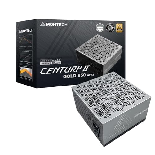 Image of MONTECH Century II - 850W High-End ATX Gaming Power Supply - 80 Plus Gold & Cybenetics Platinum - Fully Modular - ATX 3.1 & PCIe 5.1 Ready with 12V-2x6 Cable - 10 Years Warranty