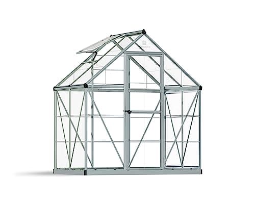 Image of Palram Canopia Harmony 6x4 Silver Greenhouse - Clear Polycarbonate, Aluminum Frame, Base Included