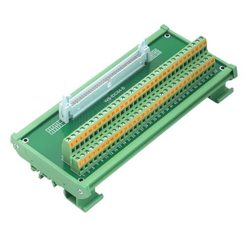Image of Willwewon IDC64 2x32 64Pin 0.2" FRC Connector Male Interface Module DIN Rail Mounting Terminal Block Breakout Board for PLC MCU Flat Ribbon Cable