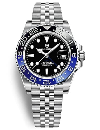 Image of Men Watch Pagani Design GMT Watches for Men Automatic 40MM Date 100M Waterproof Stainless Steel Sapphire Glass Mechanical Wristwatches PD-1662 (5 Black Blue)