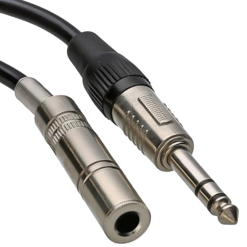 Image of kenable Premium 6.35mm Stereo Jack Extension Cable TRS Male to Female Audio Lead Pure Copper Black 5m