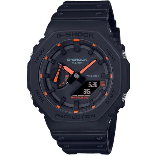 Image of Casio G-Shock Men's Analog-Digital Quartz Watch with Resin Case, Carbon Core, Stop Watch, World Time, Alarm, Day-Date Calendar, Water 20 Bar, Black, 45 mm