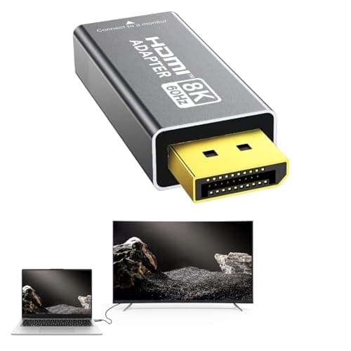 Image of 1Pcs 8K DisplayPort to HDMI Adapter,DP to HDMI Converter,8K@60Hz,4K@120Hz Display Port Male to HDMI Female Port,Uni-Directional DP1.4 to HDMI 2.1 Adapter,DP to HDMI Adapter for HP, Projector,Desktop