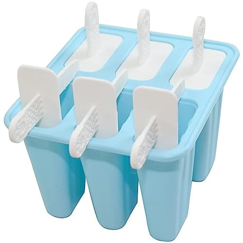 Image of Ram® Silicone Ice Cream Mould Ice Lolly Mould FDA Certified Food Ice Pop Maker Popsicle Molds with Sticks and Drip Guards (6, Blue)