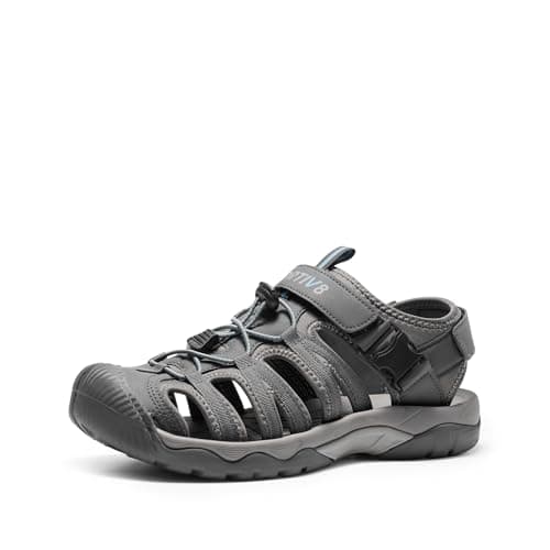 Image of NORTIV 8 Men's Sandals Closed Toe Summer Shoes Lightweight Trail Walking Athletic Sport Sandals, Grey/Blue Size 10 UK