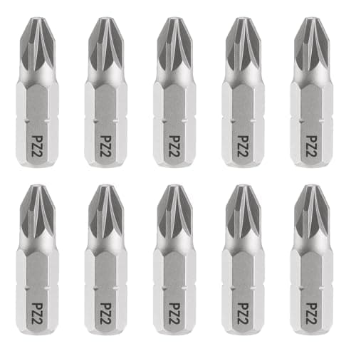 Image of sourcing map 10pcs PZ2 Screwdriver Bit 1/4" Hex Shank 25mm/1" Length Magnetic Phillips Slotted S2 Steel Screw Driver Bit