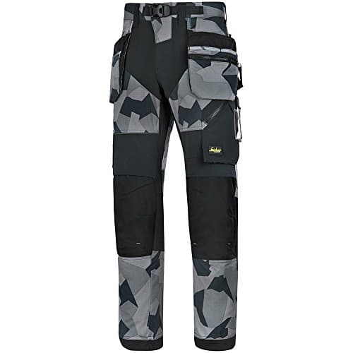 Image of Snickers 69028704124 Size 124 "FlexiWork" Work Trousers with Holster Pockets - Camouflage Grey/Black