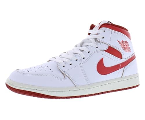 Image of NIKE AIR JORDAN 1 MID SE Mens Fashion Trainers in White Red - 8.5 UK