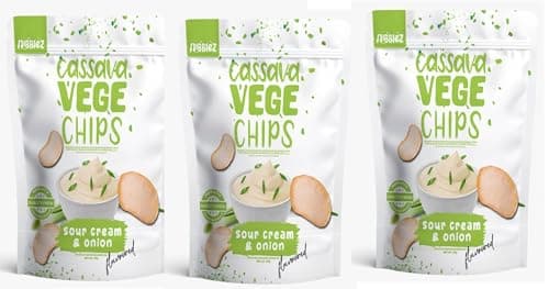 Image of Nibblez Cassava Vege Chips 40g | Sour Cream & Onion Flavoured (Pack of 3)