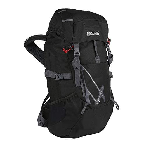 Image of Regatta Kota Expedition Padded Hydration Reflective Travel Hiking Backpack - Black, 25 Litre