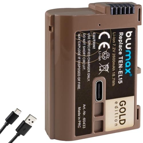 Image of Blumax Battery Compatible with Nikon EN-EL15 | - 2600mAh -| EN-EL15c EN-EL15b EN-EL15a with USB Type-C Charging Port for Z5 D850 D7500 - Z8 Z7 II Z6 III Zf