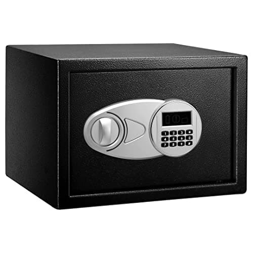 Image of Amazon Basics Steel Security Safe with Digital Keypad - Secure Money, Cash, Jewelry, ID Documents, 14 Litres, 35cm W x 25cm D x 25cm H, Black