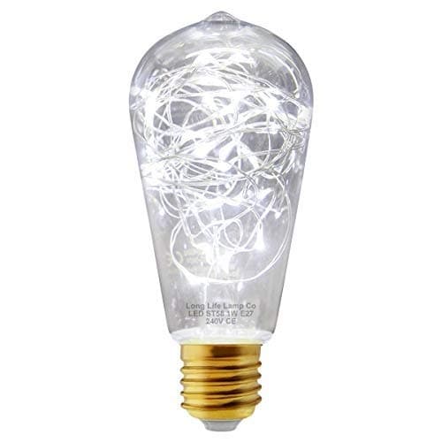 Image of Long Life Lamp Company 1w ST58 LED Industrial Decorative Light Bulb Coloured Fairy String Filament E27 (White)