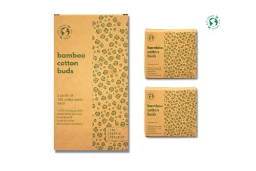 Image of 200 Bamboo Cotton Buds |100% Eco-Friendly Biodegradable | Cotton Wool Buds | Compostable Bamboo Earbuds | Recycled Plastic Free Packaging | Correct Makeup | Carbon Offsetting | 2x100 Ear Buds Cotton