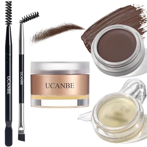 Image of UCANBE Waterproof Eyebrow Gel + Eyebrow Styling Wax 2 in 1 Makeup Kit with 2 Pcs Dual-ended Adjustable Freely Eyebrow Brush Makeup Long Lasting Eyebrows (01 Gel/Brown Pomade)