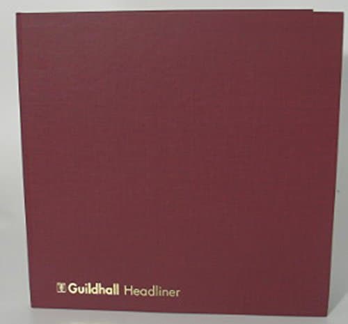 Image of Exacompta - Ref 58/7-14Z - Guildhall - Headliner Case bound Hardback Account Book,298x305mm, 7 Debit and 14 Credit Column, 80 Pages, Burgundy Vinyl Cover, Traditionally Sewn