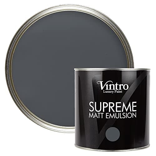 Image of Vintro | Luxury Matt Emulsion | Smooth Chalky Finish | Multi Surface Paint | for Walls, Ceilings, Wood and Metal 2.5L (Dark Grey - Wigeon Grey, 2.5 Litre)