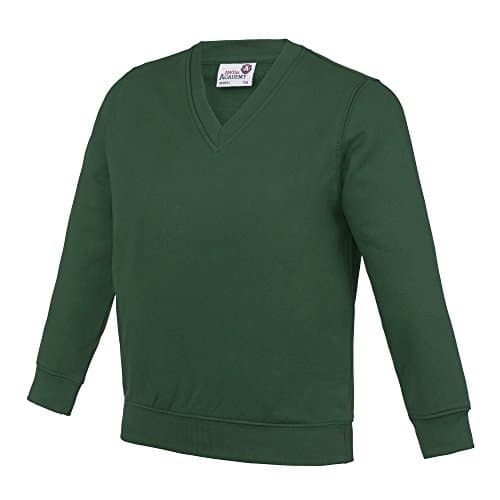 Image of Awdis Academy Childrens/Kids Junior V Neck School Jumper/Sweatshirt (11-12 Years) (Green)