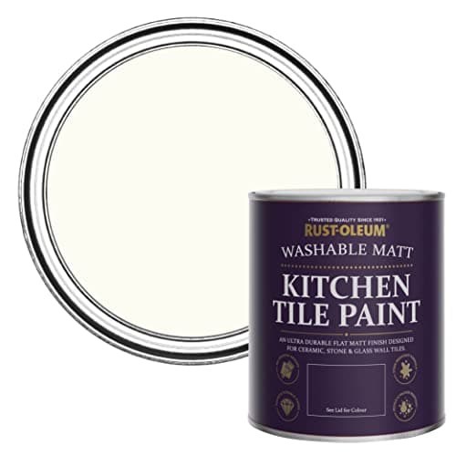 Image of Rust-Oleum Off White water resistant Kitchen Tile Paint in Matt Finish - Porcelain 750ml