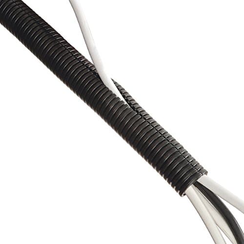 Image of D-Line Cable Tidy Tube, Pre-Split Cable Sleeve, Flexible LDPE Electrical Conduit, PC Cable Management, TV Wire Hider - 32mm Diameter, 1.1m Length - Black