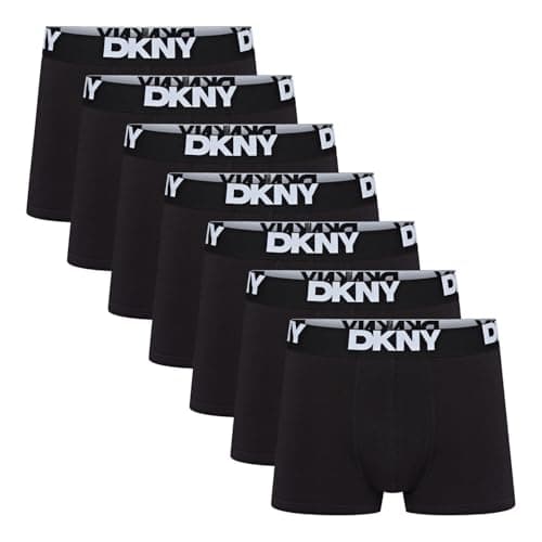 Image of DKNY Seattle Mens Boxers Shorts Multipack | Pack of 7 Cotton Boxers For Men | Soft Breathable Trunks, Premium Cotton Fabric | Mens Underwear Trunks For Him, Black, XL