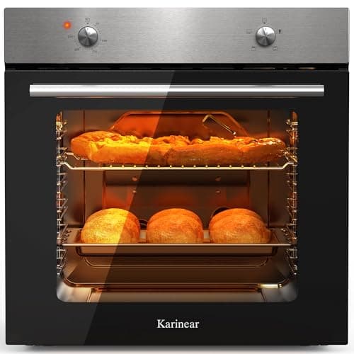 Image of Karinear Electric Oven 65L Single Oven Built in Oven Knob Control wtih 5 Functions 2200W Plug and Play 220V Silver 60cm Wide