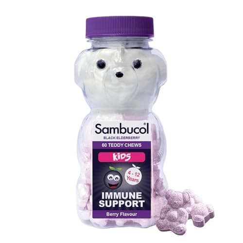 Image of Sambucol Natural Black Elderberry Kids Chewable Teddies| Vitamin C | Immune Support Supplement | 60 tablets