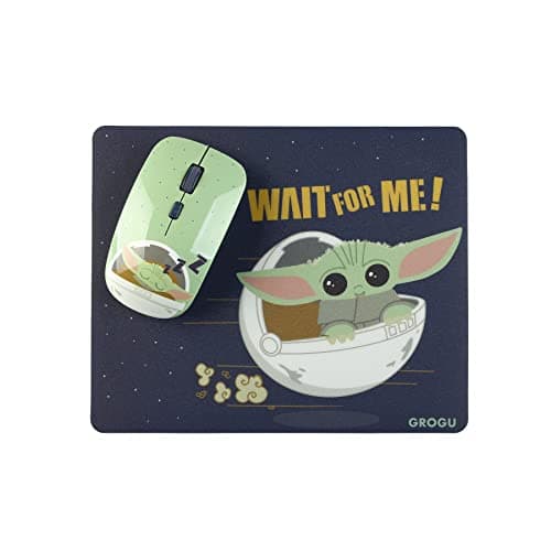 Image of WONDEE 2 in 1 Wireless Mouse and Mouse Mat Set with Baby Yoda Grogu Design from The Mandalorian by Star Wars - Star Wars Official Item