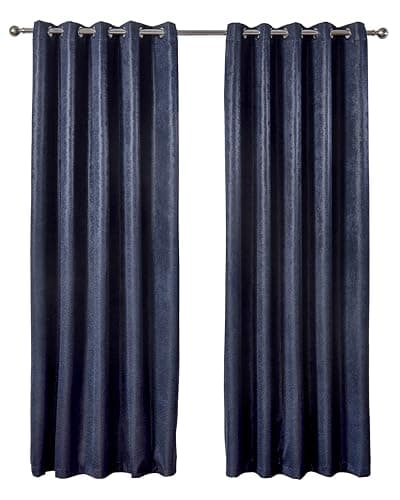 Image of Emma Barclay – 3D Embossed Blackout Curtains for Bedroom Living Room Thermal Insulated Woven Eyelet Blackout Curtains With Reflective Reverse Weave Ambiance Collection (46” x 54” Inch)(Navy)