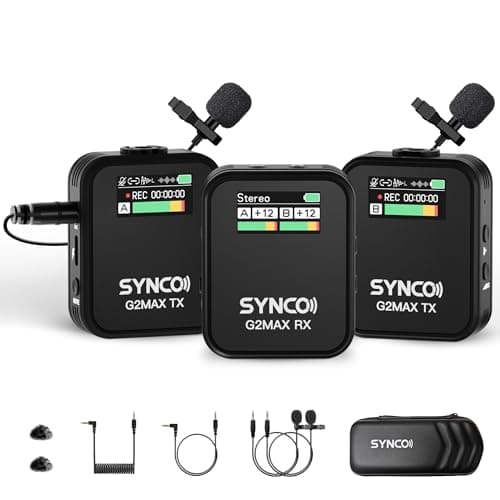 Image of SYNCO Wireless Lavalier Microphone, G2(A2) MAX 2.4G Dual Transmitter Recording 200m 8H for Online Class Vlog Stream YouTube for DSLR Cameras Phone Laptop