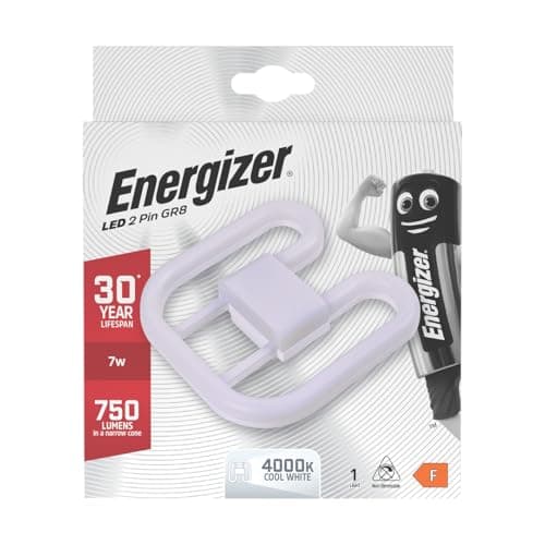 Image of Energizer LED 2D 2 Pin GR8 Bulb, 7W = 16W, 750 Lumens, 4000K Cool White, 30 Year Lifespan