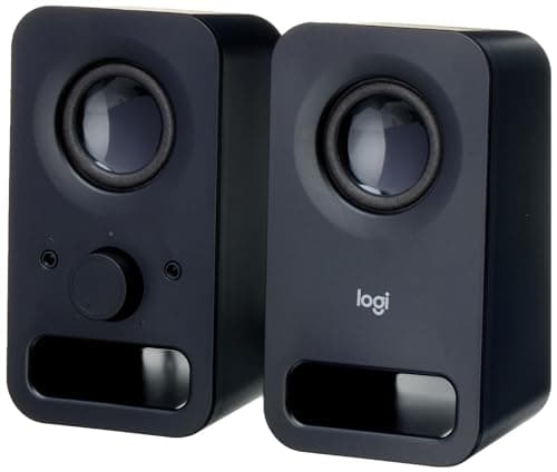 Image of Logitech Z150 PC Speaker, Stereo Sound, 2 Speakers, 6 Watts Peak Power, 3.5mm Input, Right Speaker Controller, Headphone Jack, UK Plug, PC/TV/Mobile Phone/Tablet - Black