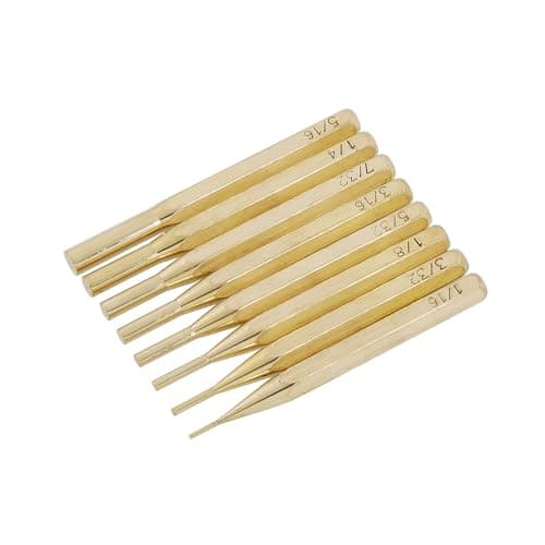 Image of Neilsen CT1790-8pc Brass Pin Punch Set with Sizes 1/16in to 5/16in for Metalworking and Mechanical Applications