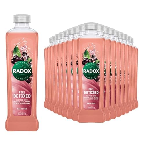 Image of Radox Mineral Therapy Bath Soak, Infused Minerals & Herbs, 100% Nature Inspired Fragrances Designed to Make You Feel Heavenly, 500ml Bulk Buy (Pack of 18, Acai Berry)