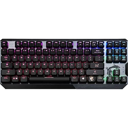 Image of MSI Vigor GK50 Low Profile TKL ES Mechanical Gaming Keyboard, UK Layout Kailh Choc White Low Profile Switches Clicky, Ergonomic Keys, Anti-Slip Base, RGB Mystic Light per-Key, USB 2.0, Tenkeyless