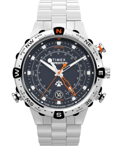 Image of Timex Men's Expedition Tide-Temp-Compass 45 mm Watch - Stainless Steel Bracelet and Blue Dial TW2Y12900