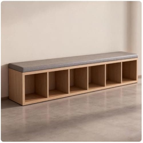 Image of KIBONCY Kids Storage Bench with Cushion, Wooden Cubby Organizer Bench, Multi-Size & Multi-Color Shoe Bench for Playroom, Entryway, Classroom(240 * 30 * 40)