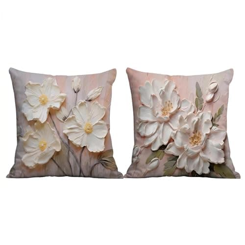 Image of MIGIFTDY 2-Pack Floral Cushion Covers, 45x45cm - Luxury 3D Flower Square Sofa Cushion Covers, Floral Cushions for Couch, Flower Cushion Covers