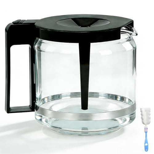Image of 𝙐𝙥𝙜𝙧𝙖𝙙𝙚𝙙 Carafe Compatible With moccamaster KBG Brewers (89830), Compatible With moccamaster Carafe Replacement, 10-Cup/1.25L/40oz, Coffee Pot With Metal Ring, Includes Random Cleaning Brush.