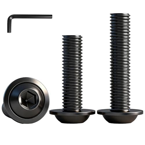 Image of YOOZIYA 20 Pcs M3x10mm Bolts Flanged Button Head Socket Cap Screws,A2 304 Stainless Steel Allen Head Bolt Fully Threaded Allen Drive,Black Finish with Key for Repair,Industrial,Electronic