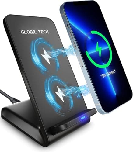 Image of Wireless Charger, 15W Fast Wireless Charger Stand for iPhone 17 16 15 14 13 12 11 Pro Max XR, Samsung Galaxy S24 S23 S22 Note, Google Pixel 9 8 7, OnePlus, Case-Friendly Wireless Charging Stand