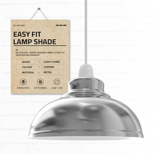 Image of Industrial Chrome Ceiling Pendant Light Shades Retro Style Curvy Dome Shaped lamp Shades Metal Easy fit Ceiling Pendant Light Shades for Light fixtures