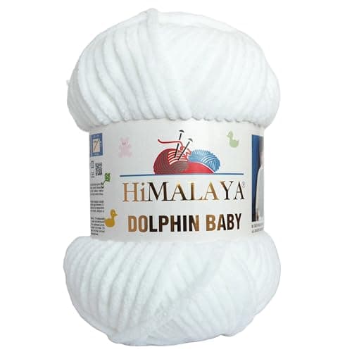 Image of Himalaya Dolphin Baby Knitting and Crochet Yarn 100g Ball, Plush Amigurumi Yarn (White 80301)